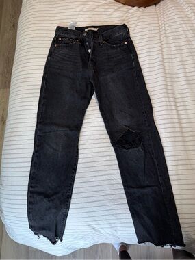 Levi's Black Distressed Boyfriend Jeans